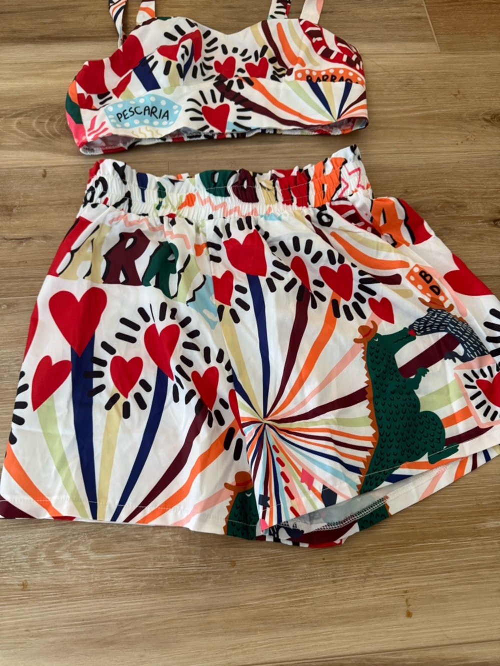 Colorful Heart & Fan Print Two-Piece Set - Picture 2 of 3
